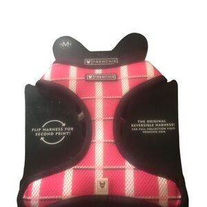 Frenchie Bulldog Medium Dog Reversible Dog Harness Pink Plaid Printed 121-231#